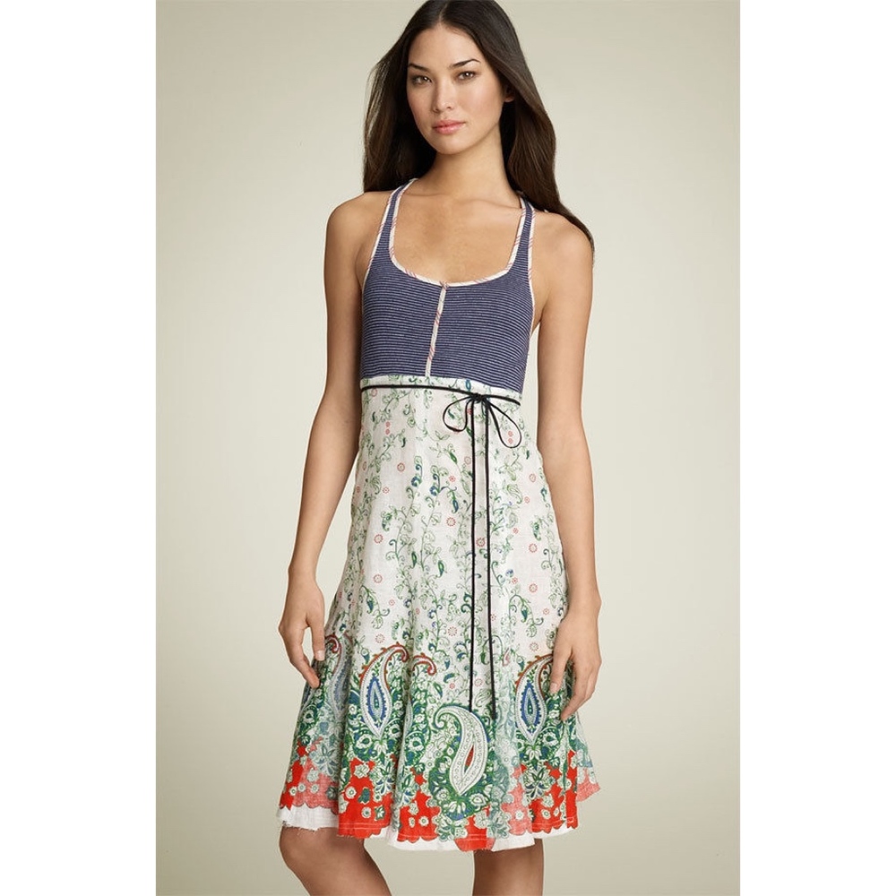 NWOT FREE PEOPLE HEARTLAND PAISLEY LINEN DRESS 10